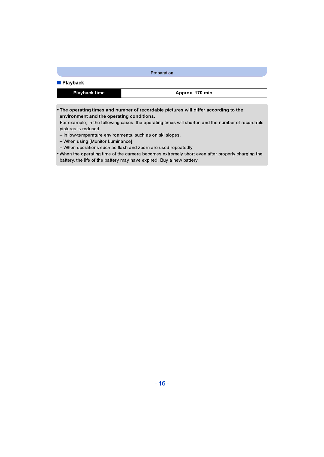 Panasonic DMC-SZ8 operating instructions Playback time 