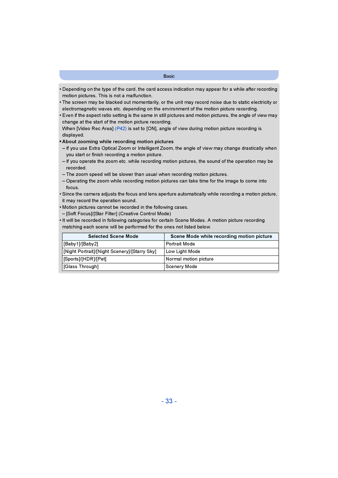 Panasonic DMC-SZ8 operating instructions About zooming while recording motion pictures 