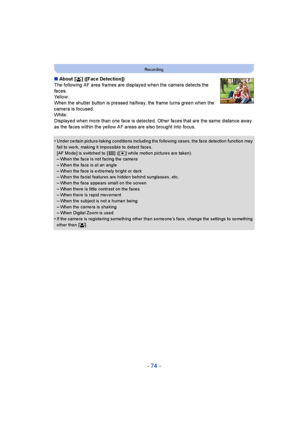 Panasonic DMC-SZ8 operating instructions About š Face Detection 