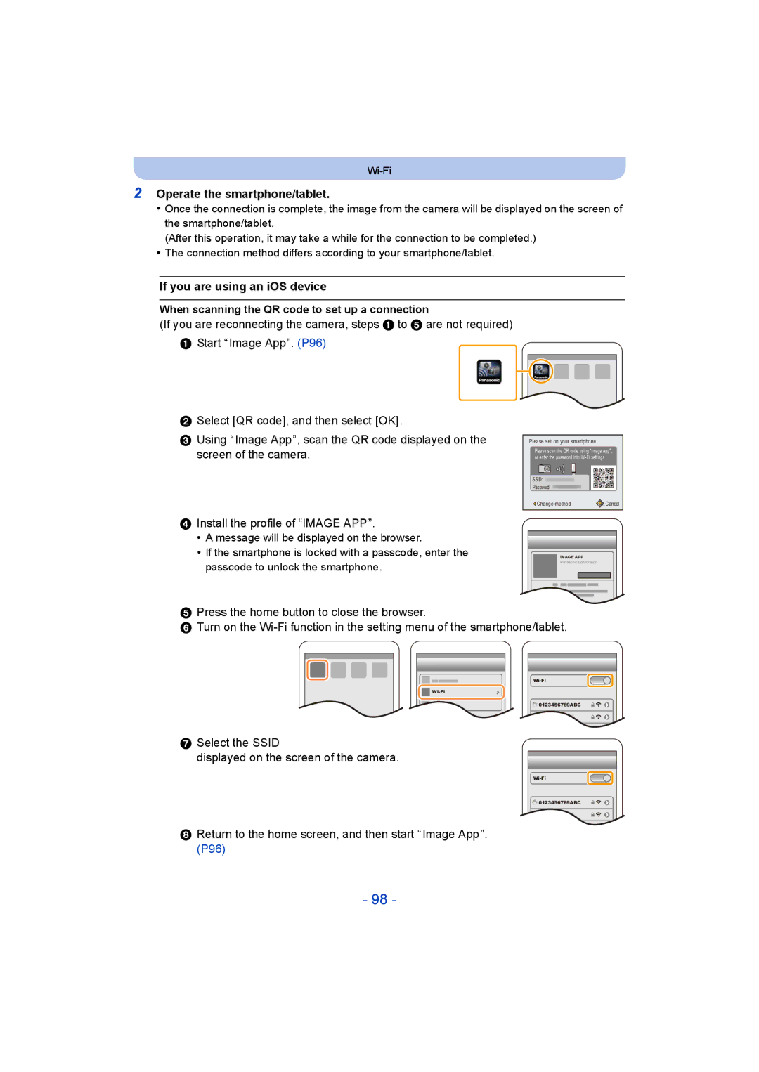 Panasonic DMC-SZ8 operating instructions Operate the smartphone/tablet, If you are using an iOS device 