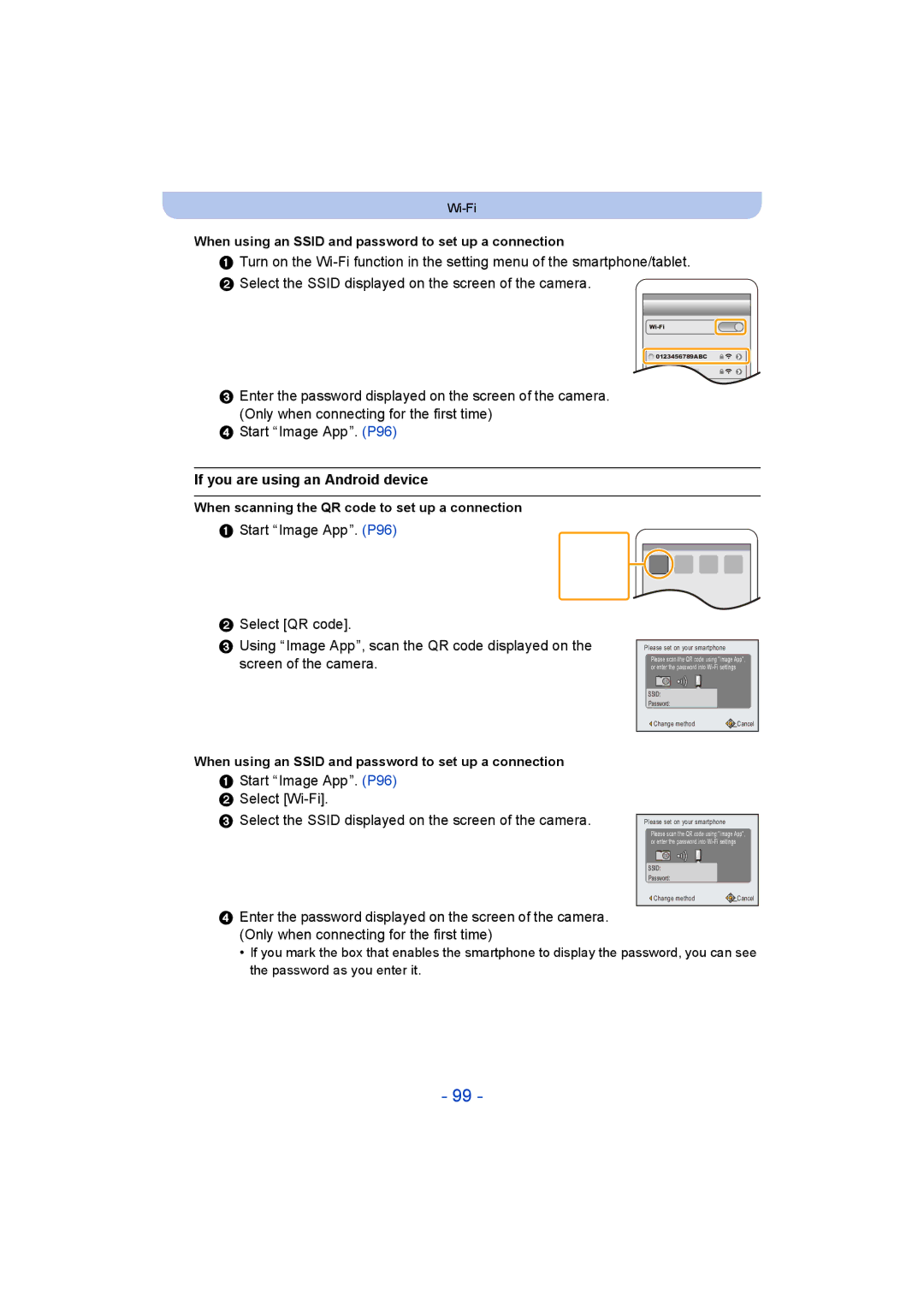 Panasonic DMC-SZ8 operating instructions If you are using an Android device, Start Image App. P96 Select QR code 