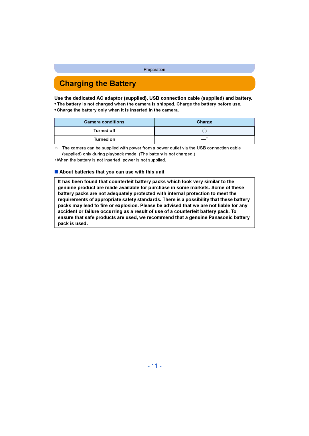 Panasonic DMC-SZ9 manual Charging the Battery 