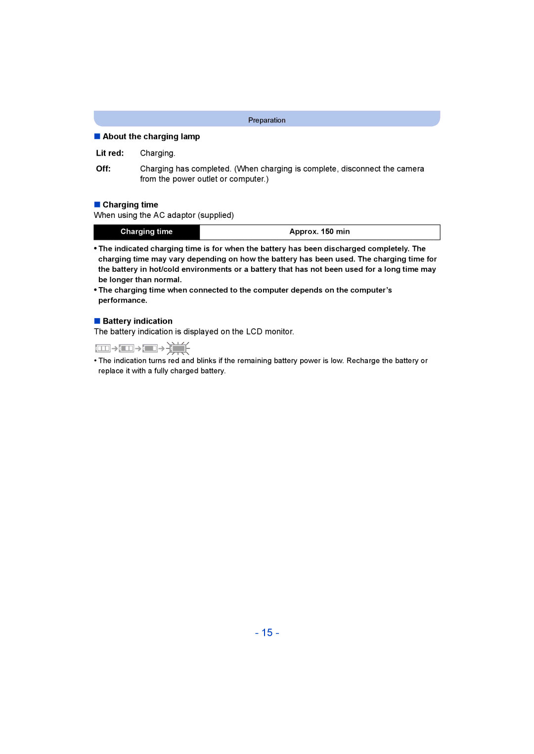 Panasonic DMC-SZ9 manual About the charging lamp Lit red Charging Off Charging time, When using the AC adaptor supplied 