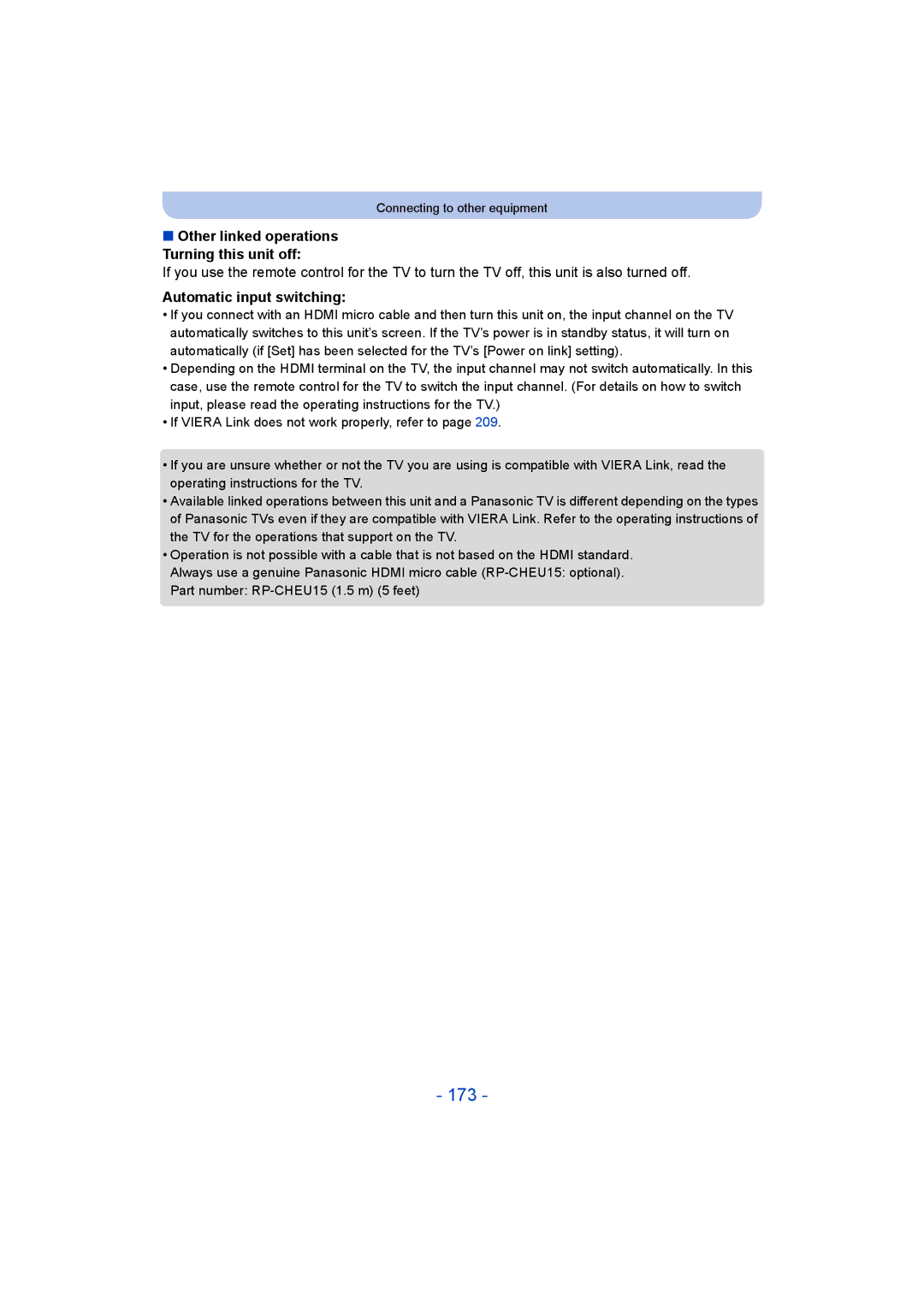 Panasonic DMC-SZ9 manual 173, Automatic input switching, Other linked operations Turning this unit off 