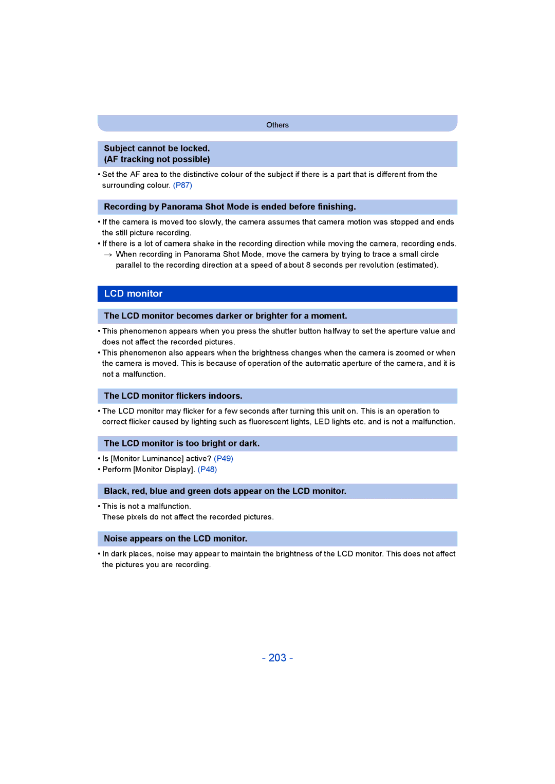 Panasonic DMC-SZ9 manual 203, LCD monitor 