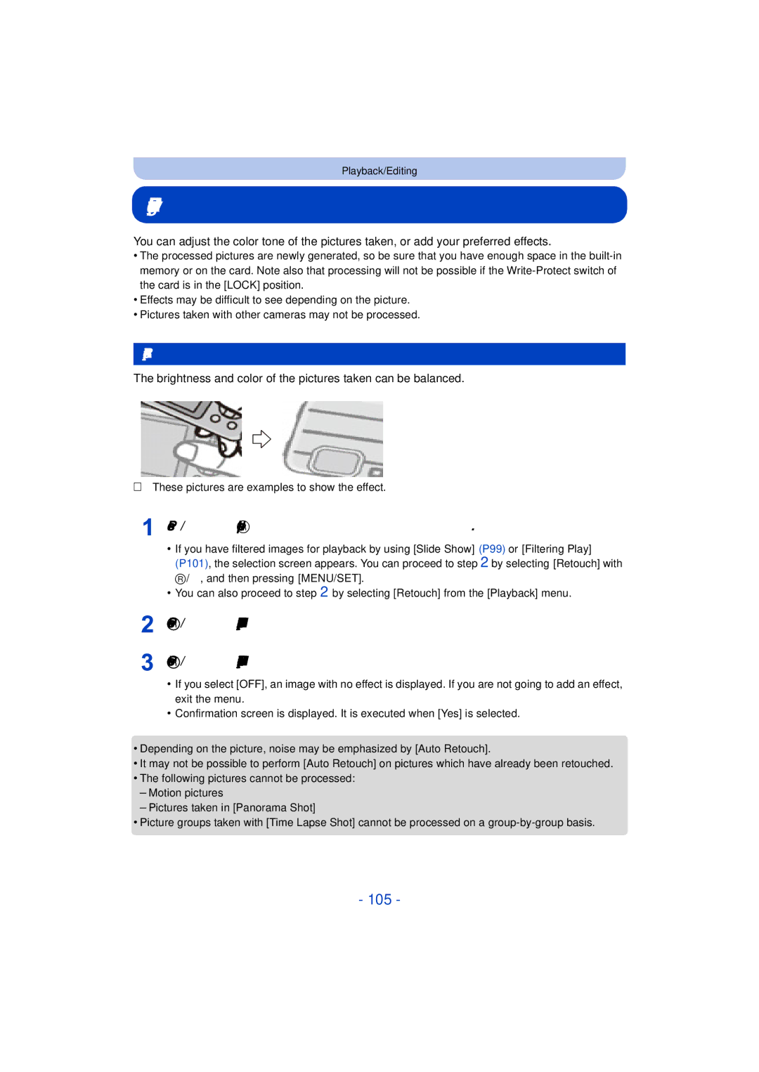 Panasonic DMC-TS25 owner manual Having Fun with Recorded Pictures Retouch, 105, Auto Retouch 