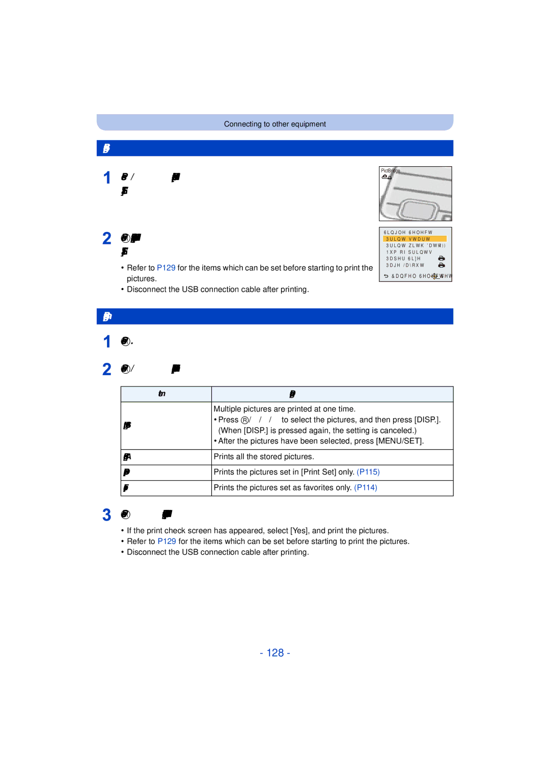 Panasonic DMC-TS25 128, Selecting a single picture and printing it, Selecting multiple pictures and printing them 