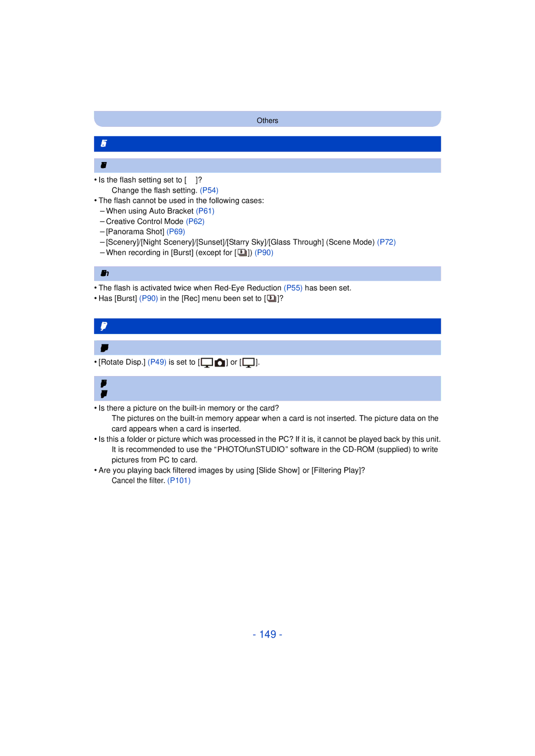 Panasonic DMC-TS25 owner manual 149, Playback, Flash is not activated, Flash is activated several times 