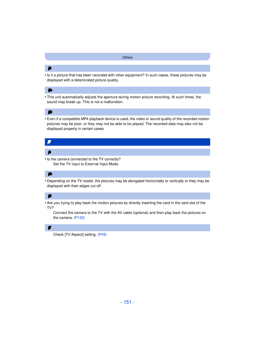 Panasonic DMC-TS25 owner manual 151, TV, PC and printer 