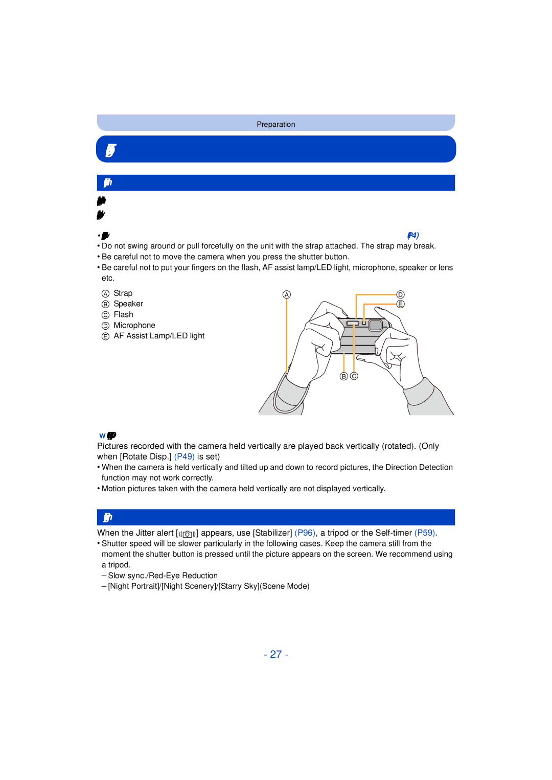 Panasonic DMC-TS25 owner manual Tips for taking good pictures, Fit the strap and hold the camera carefully 