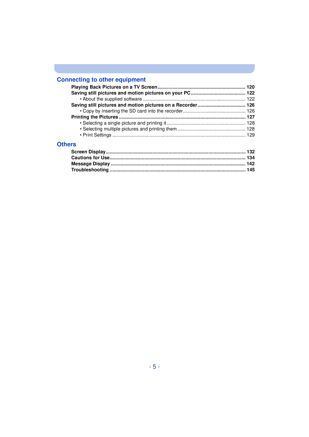 Panasonic DMC-TS25 owner manual Connecting to other equipment 