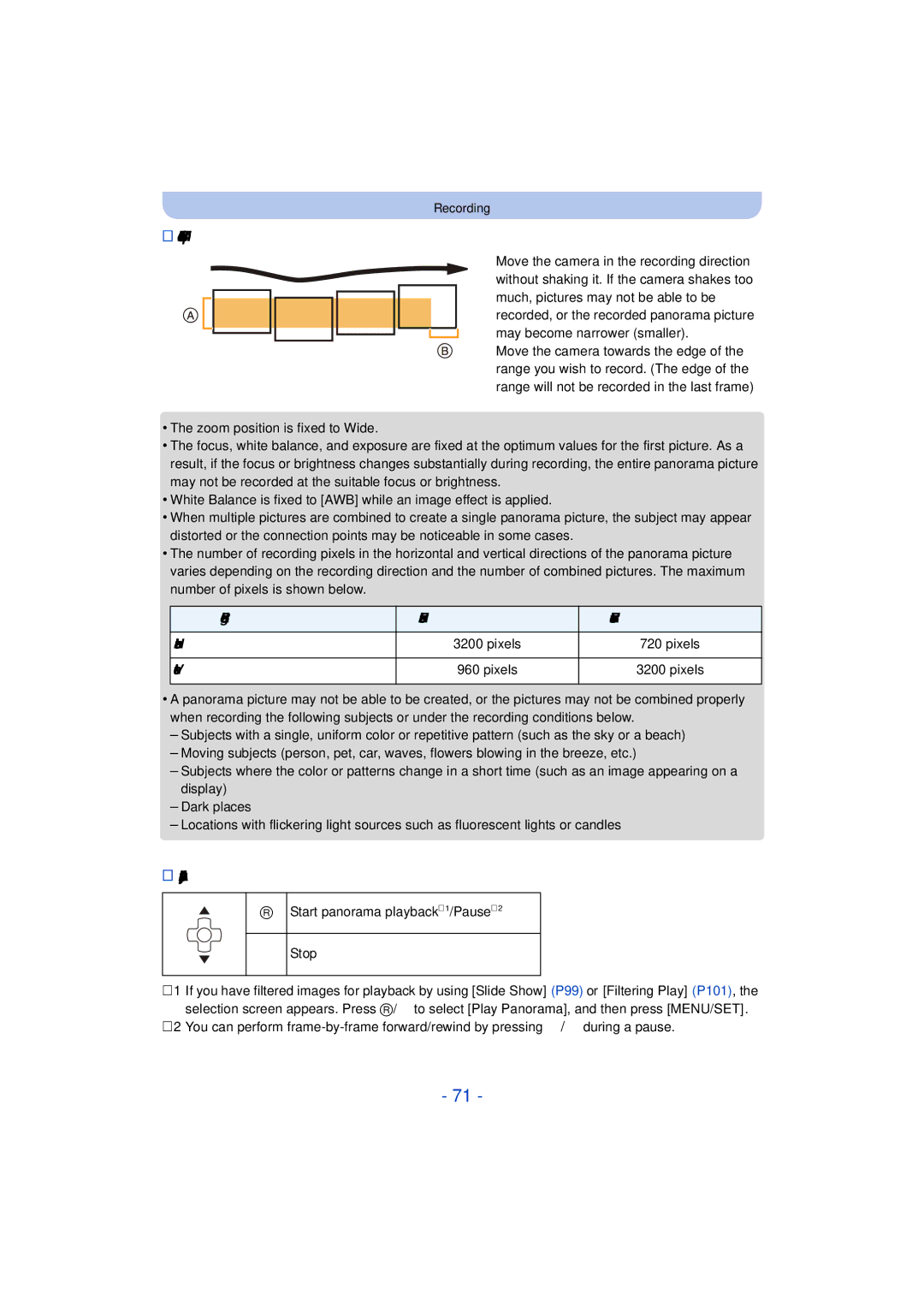 Panasonic DMC-TS25 owner manual Technique for Panorama Shot Mode, About playback, Vertical 