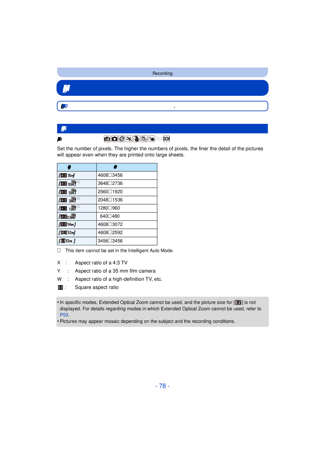 Panasonic DMC-TS25 owner manual Using the Rec Menu, Picture Size, For details on Rec menu settings, refer to P40 