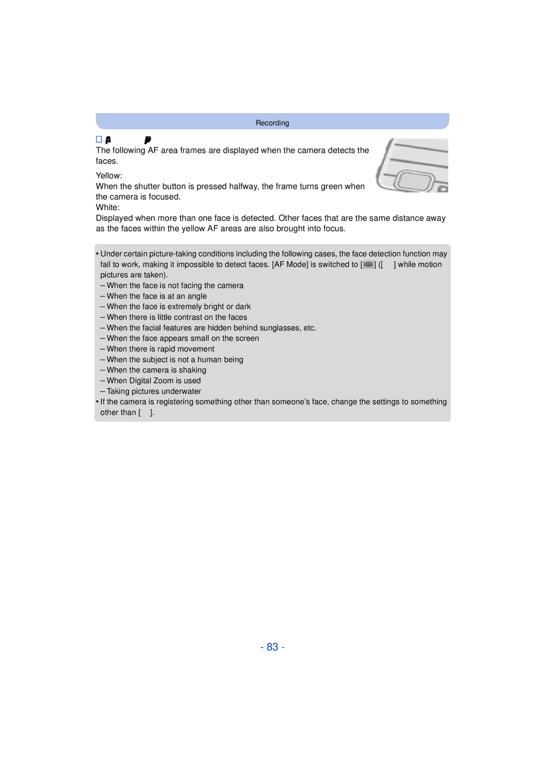 Panasonic DMC-TS25 owner manual About š Face Detection 