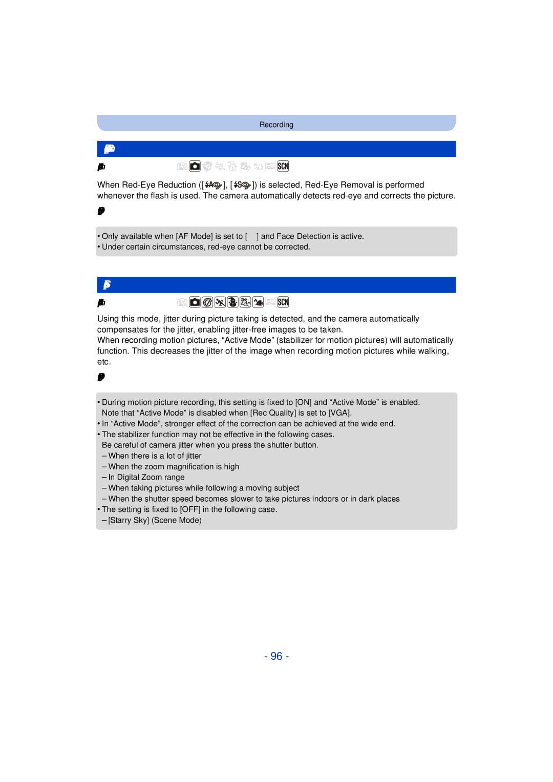 Panasonic DMC-TS25 owner manual Red-Eye Removal, Stabilizer 