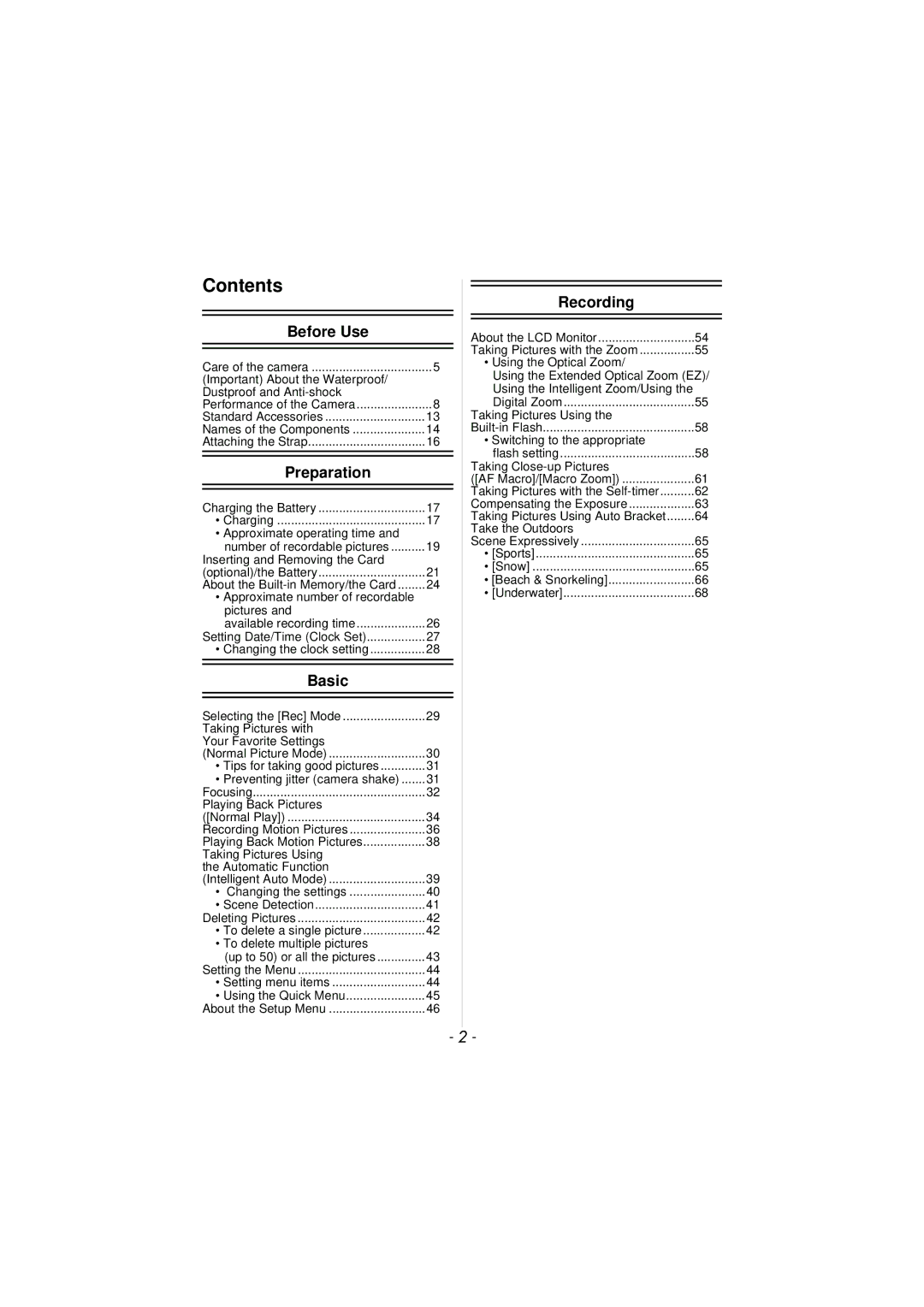 Panasonic DMC-TS3 owner manual Contents 