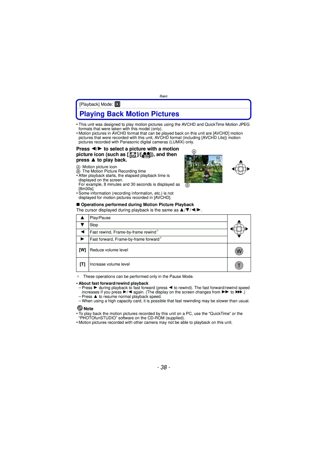 Panasonic DMC-TS3 owner manual Playing Back Motion Pictures, About fast forward/rewind playback 