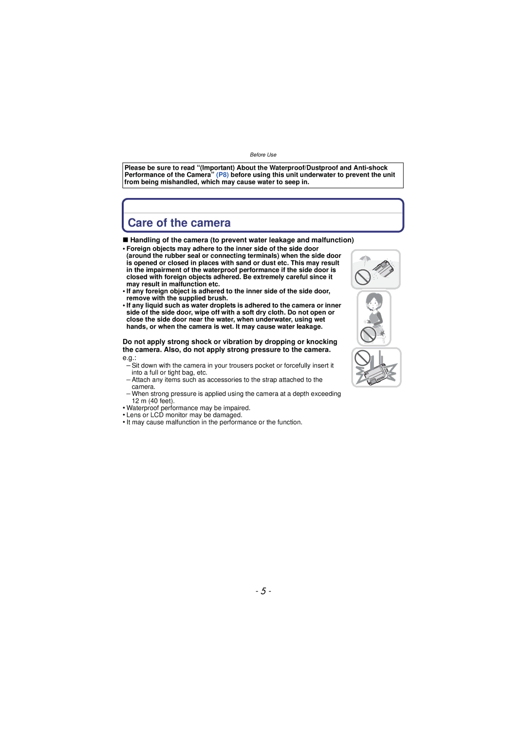 Panasonic DMC-TS3 owner manual Care of the camera 