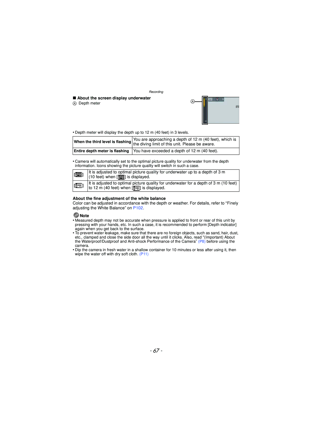 Panasonic DMC-TS3 owner manual About the screen display underwater, About the fine adjustment of the white balance 