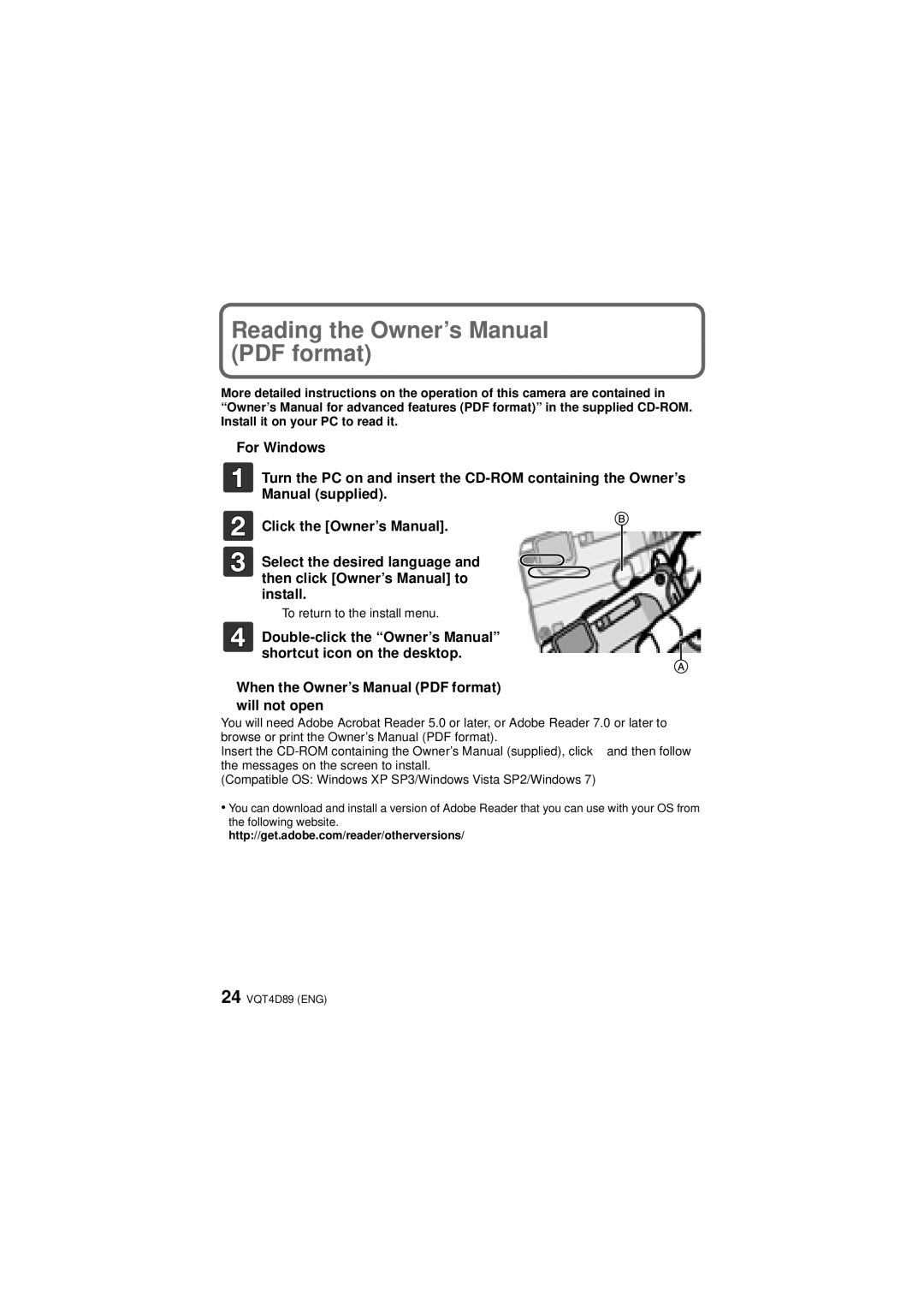 Panasonic DMC-TS4S owner manual For Windows, Will not open 