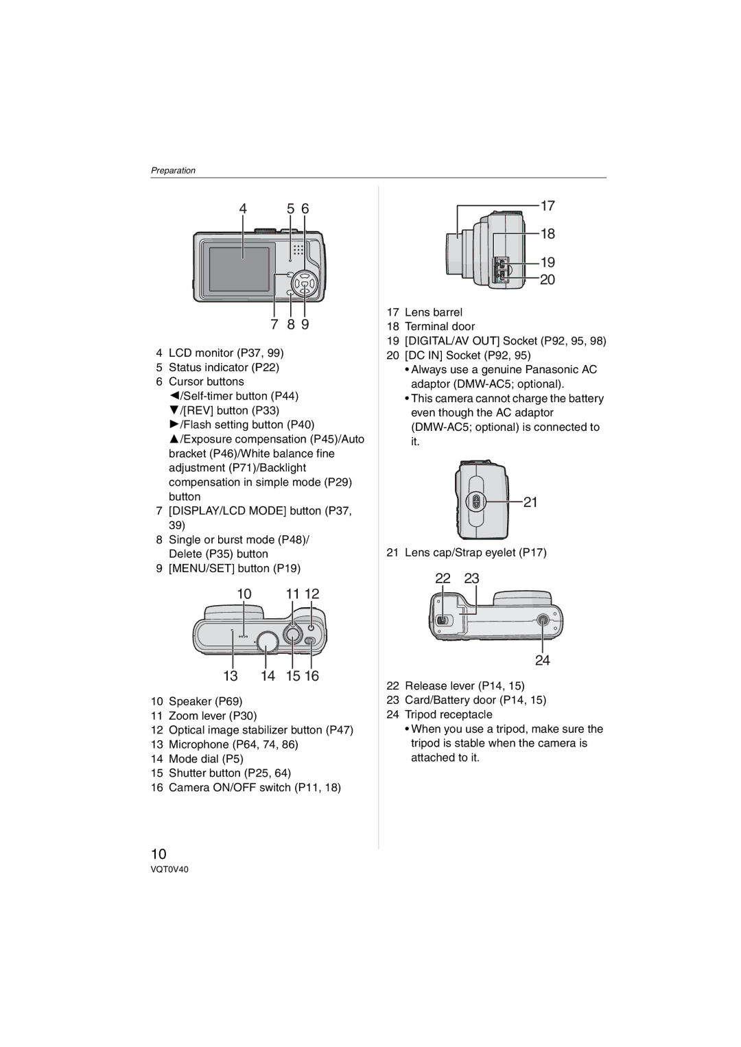 Panasonic DMC-TZ1 operating instructions 13 14 15 