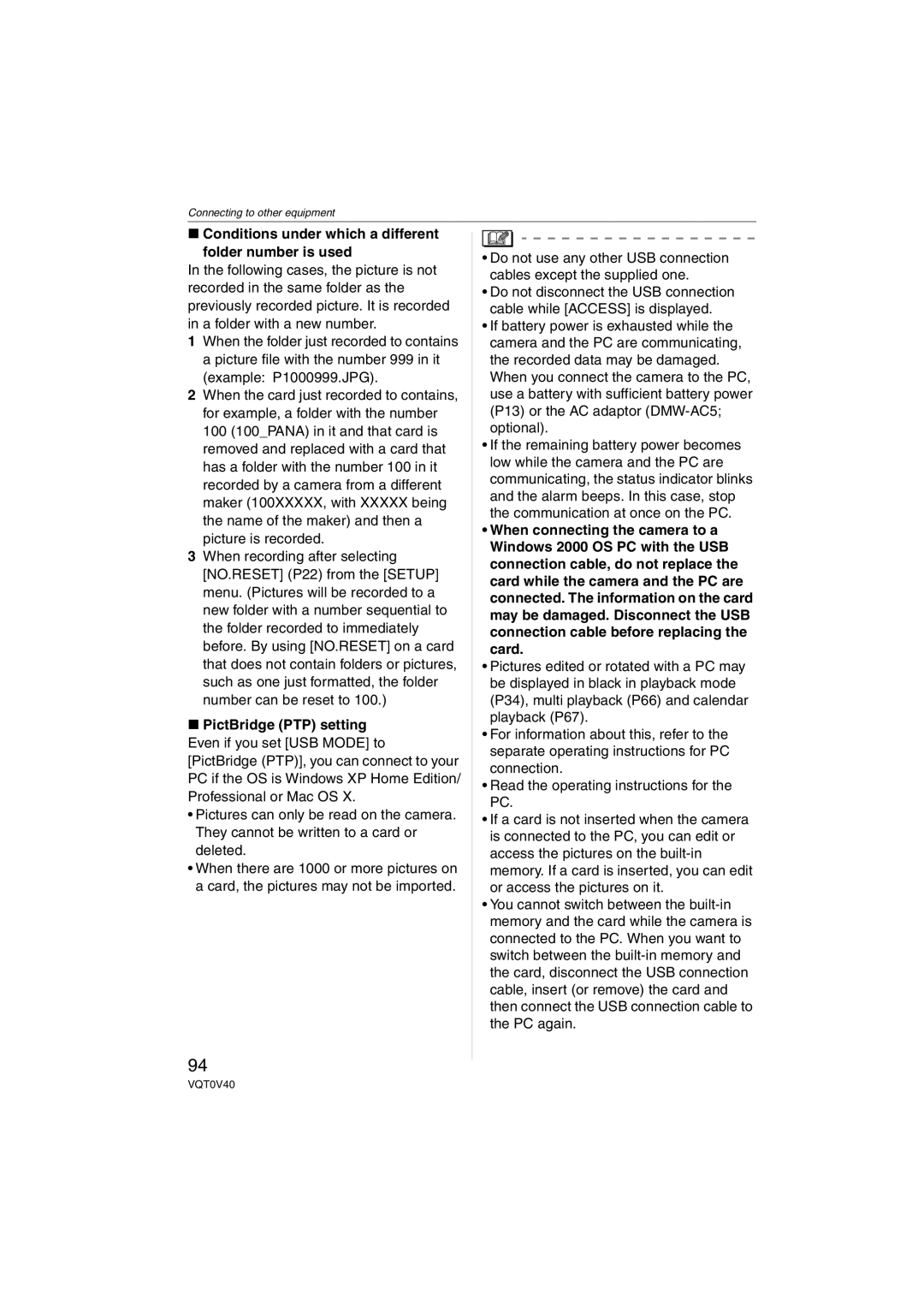 Panasonic DMC-TZ1 operating instructions Conditions under which a different Folder number is used 