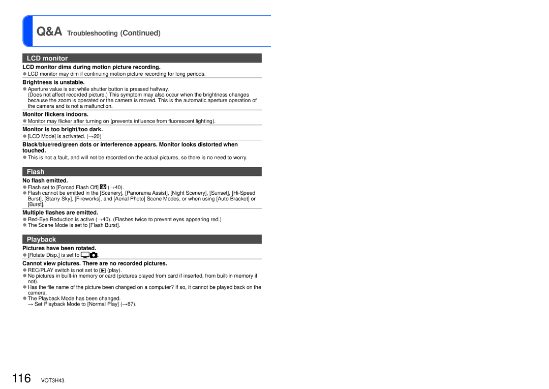 Panasonic DMC-TZ18 LCD monitor dims during motion picture recording, Brightness is unstable, Monitor flickers indoors 