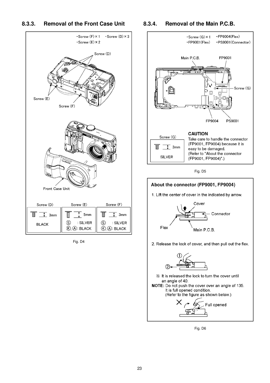 Panasonic DMC-TZ1EGM-K, DMC-TZ1SG, DMC-TZ1PP, DMC-TZ1PL, DMC-TZ1GT Removal of the Front Case Unit Removal of the Main P.C.B 