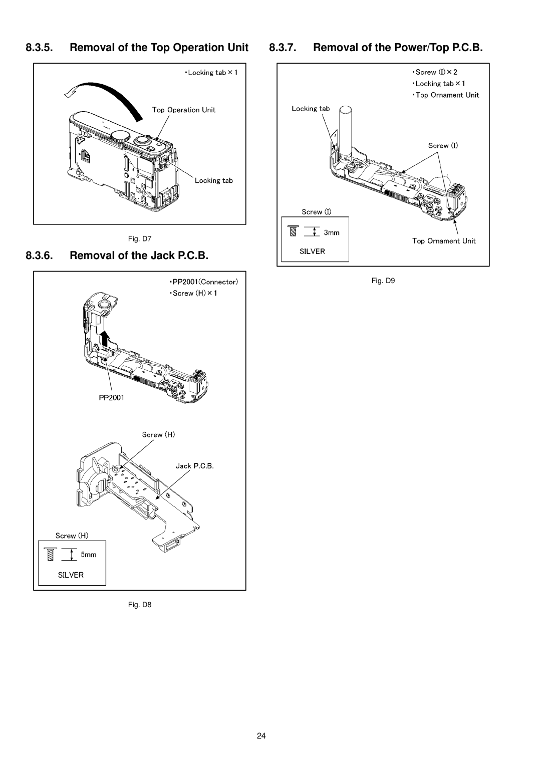 Panasonic DMC-TZ1SG, DMC-TZ1PP, DMC-TZ1PL, DMC-TZ1GT, DMC-TZ1GC, DMC-TZ1EF, DMC-TZ1EE, DMC-TZ1EB manual Removal of the Jack P.C.B 