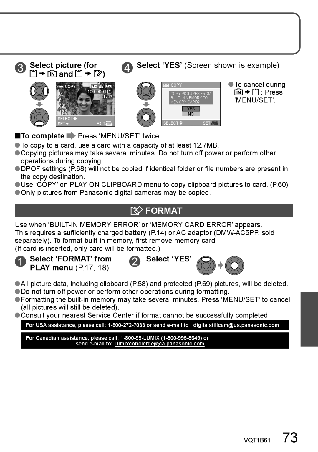 Panasonic DMC-TZ3, DMC-TZ2 Format, Select picture for Select ‘YES’ Screen shown is example, To cancel during Press 