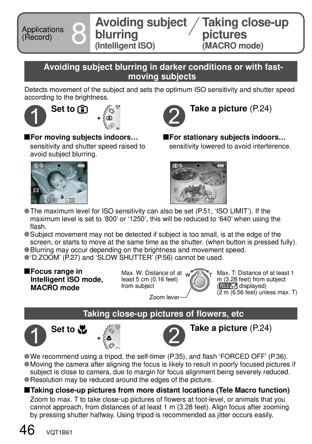 Panasonic DMC-TZ3 operating instructions Set to Take a picture P.24, Taking close-up pictures of flowers, etc 