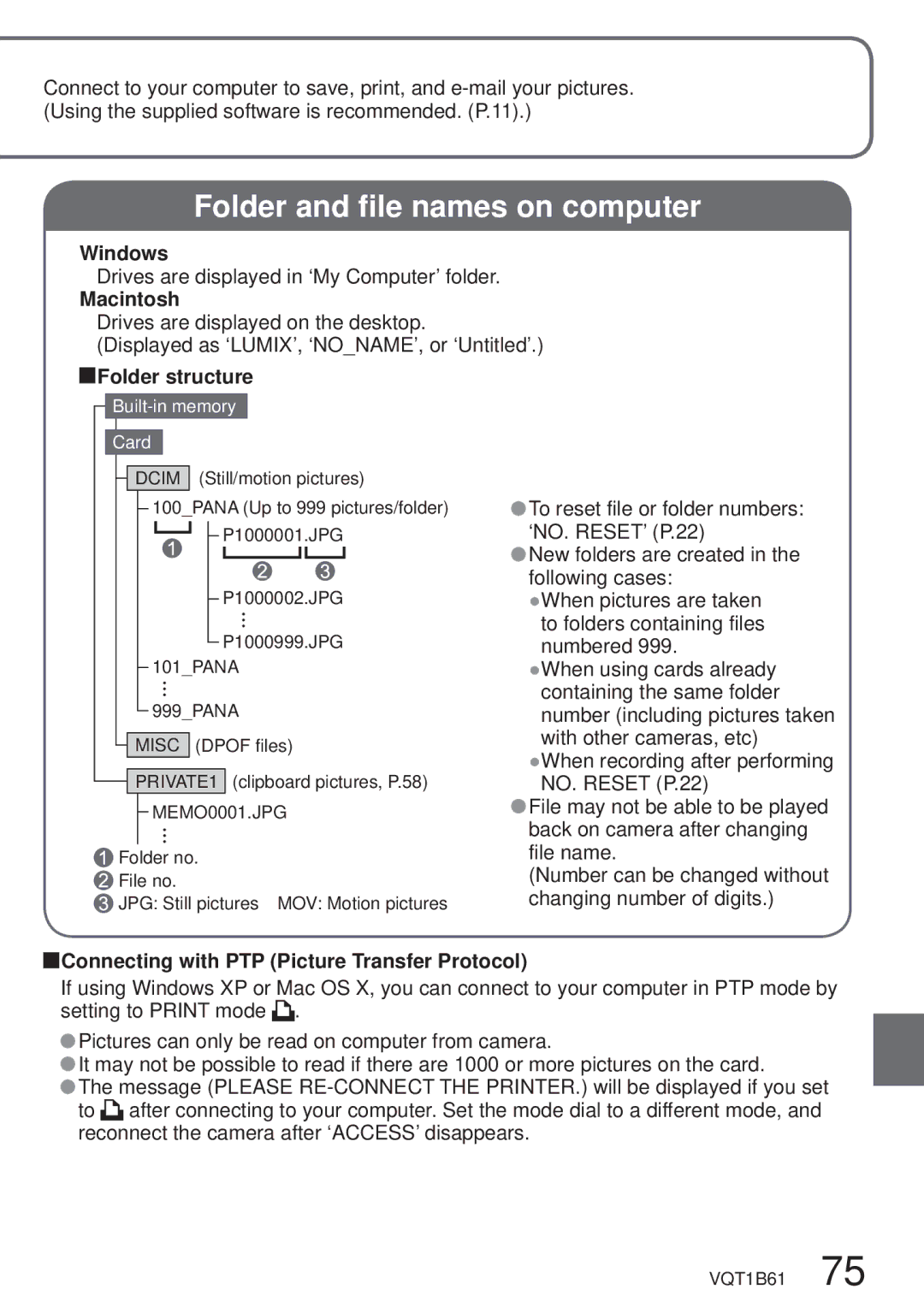 Panasonic DMC-TZ3 operating instructions Windows, Drives are displayed in ‘My Computer’ folder, Macintosh, Folder structure 