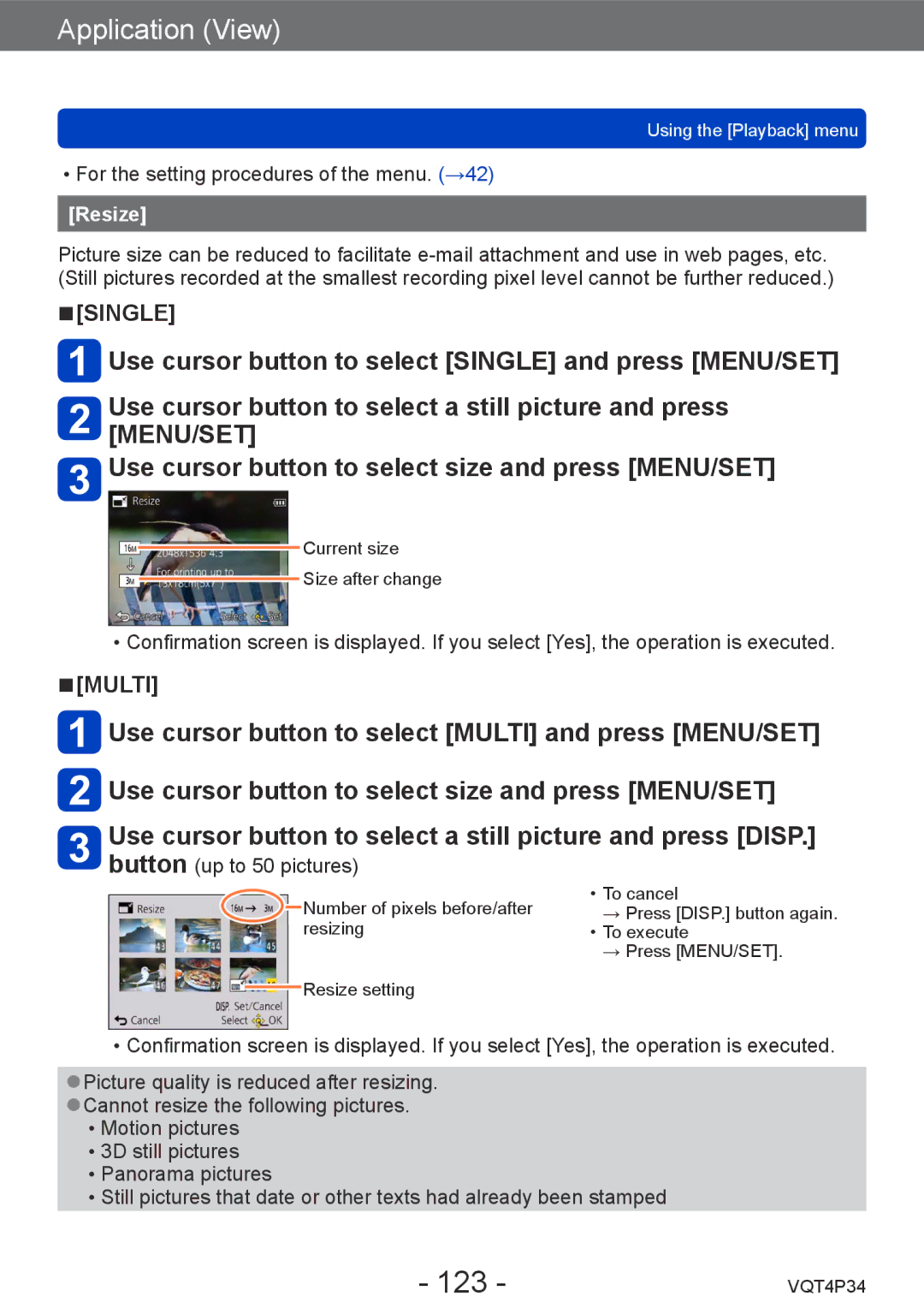 Panasonic DMC-TZ35 operating instructions 123, Resize 