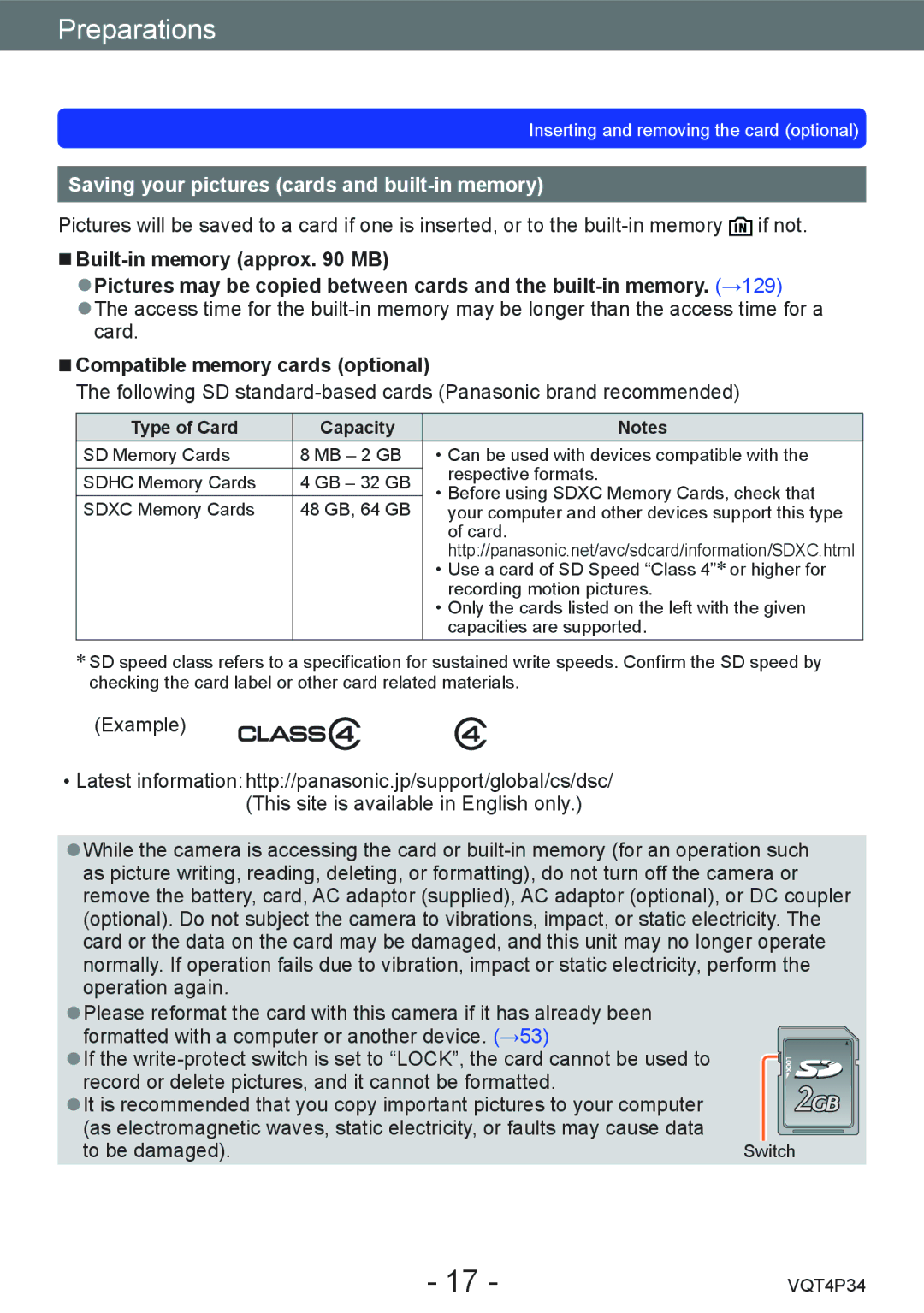 Panasonic DMC-TZ35 operating instructions Saving your pictures cards and built-in memory, Built-in memory approx MB 