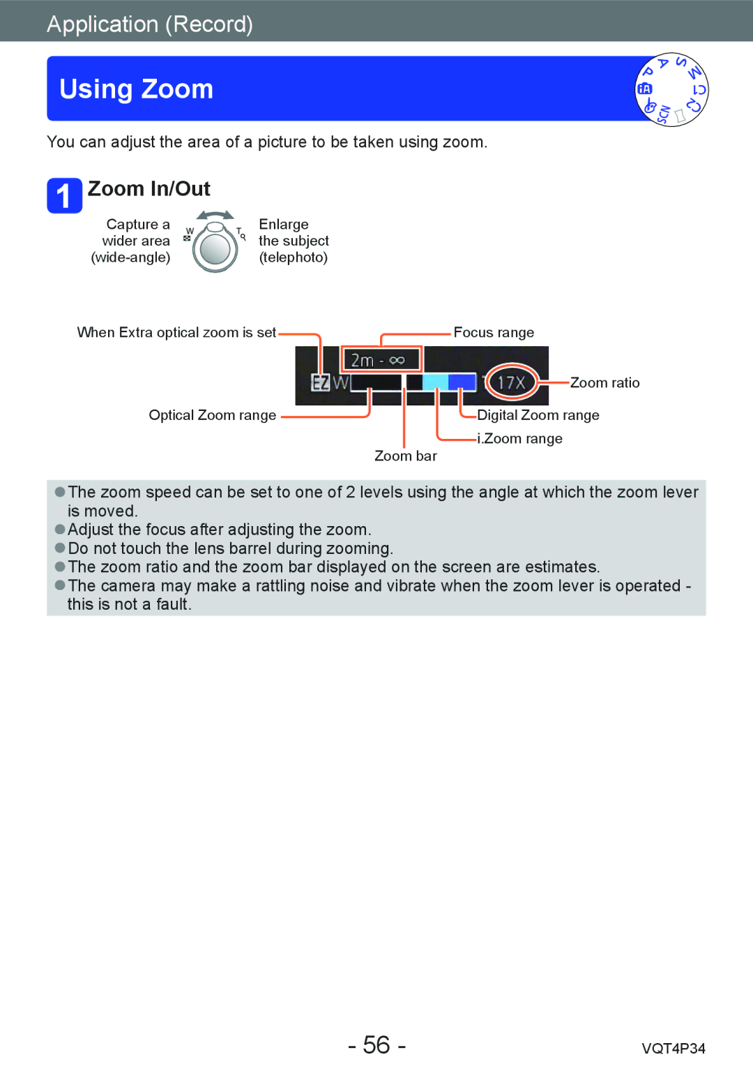 Panasonic DMC-TZ35 operating instructions Using Zoom, Zoom In/Out 