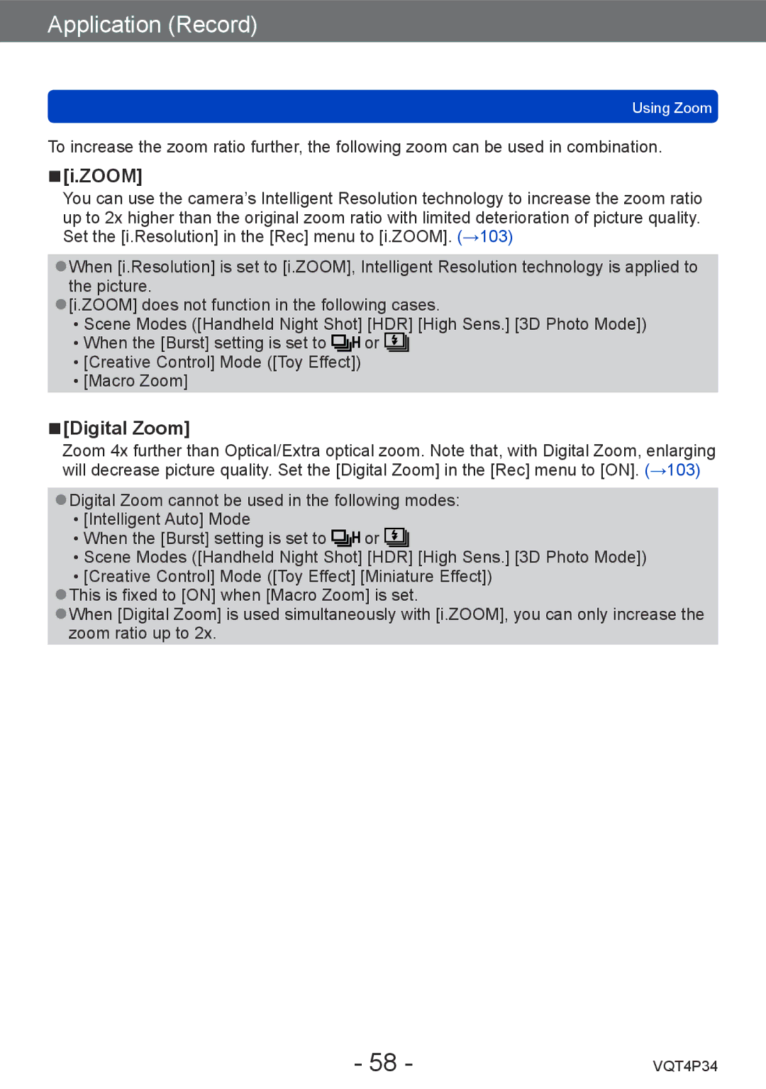 Panasonic DMC-TZ35 operating instructions Digital Zoom 