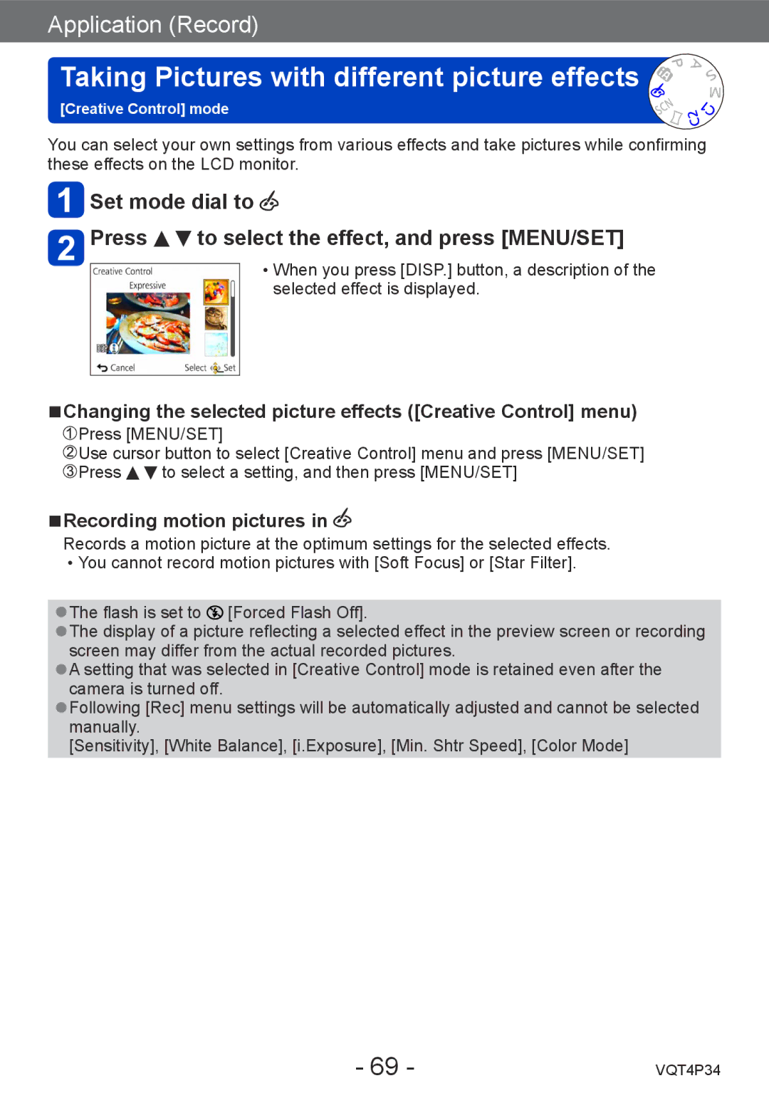 Panasonic DMC-TZ35 operating instructions Taking Pictures with different picture effects 