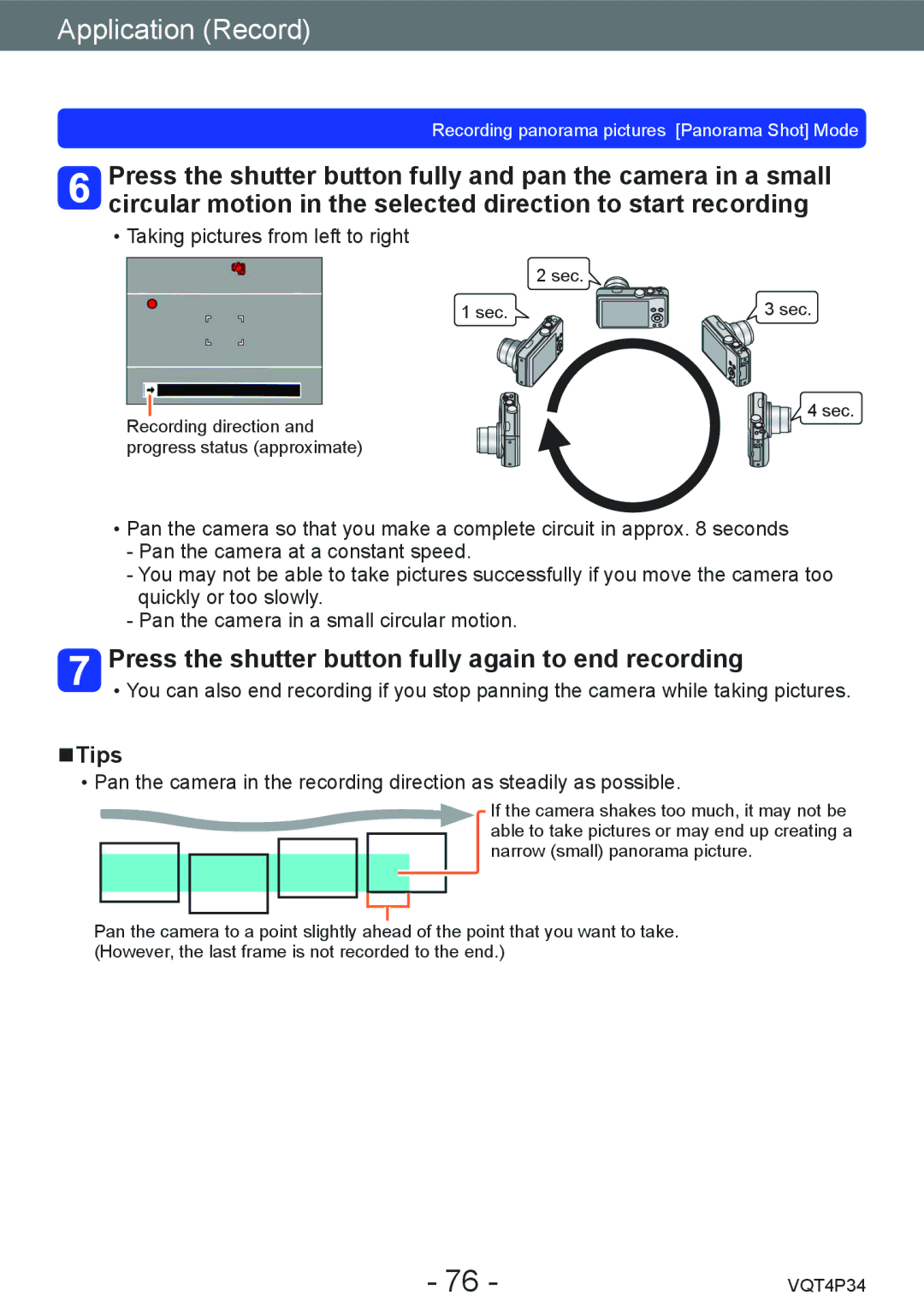 Panasonic DMC-TZ35 operating instructions Press the shutter button fully again to end recording, Tips 