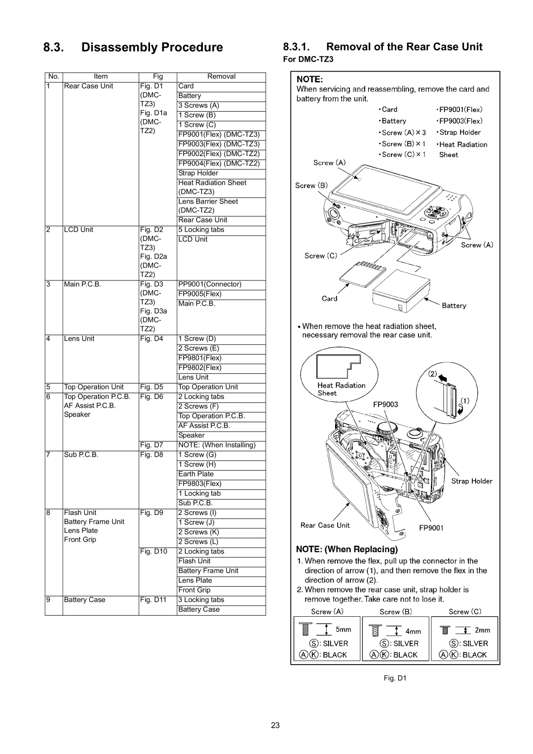 Panasonic DMC-TZ3PC, DMC-TZ3EB, DMC-TZ3EE manual Disassembly Procedure, For DMC-TZ3 