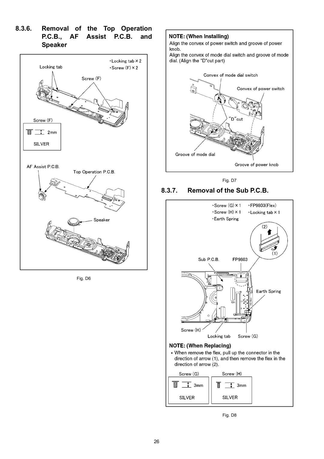 Panasonic DMC-TZ3EE, DMC-TZ3EB, DMC-TZ3PC manual Removal of the Sub P.C.B 