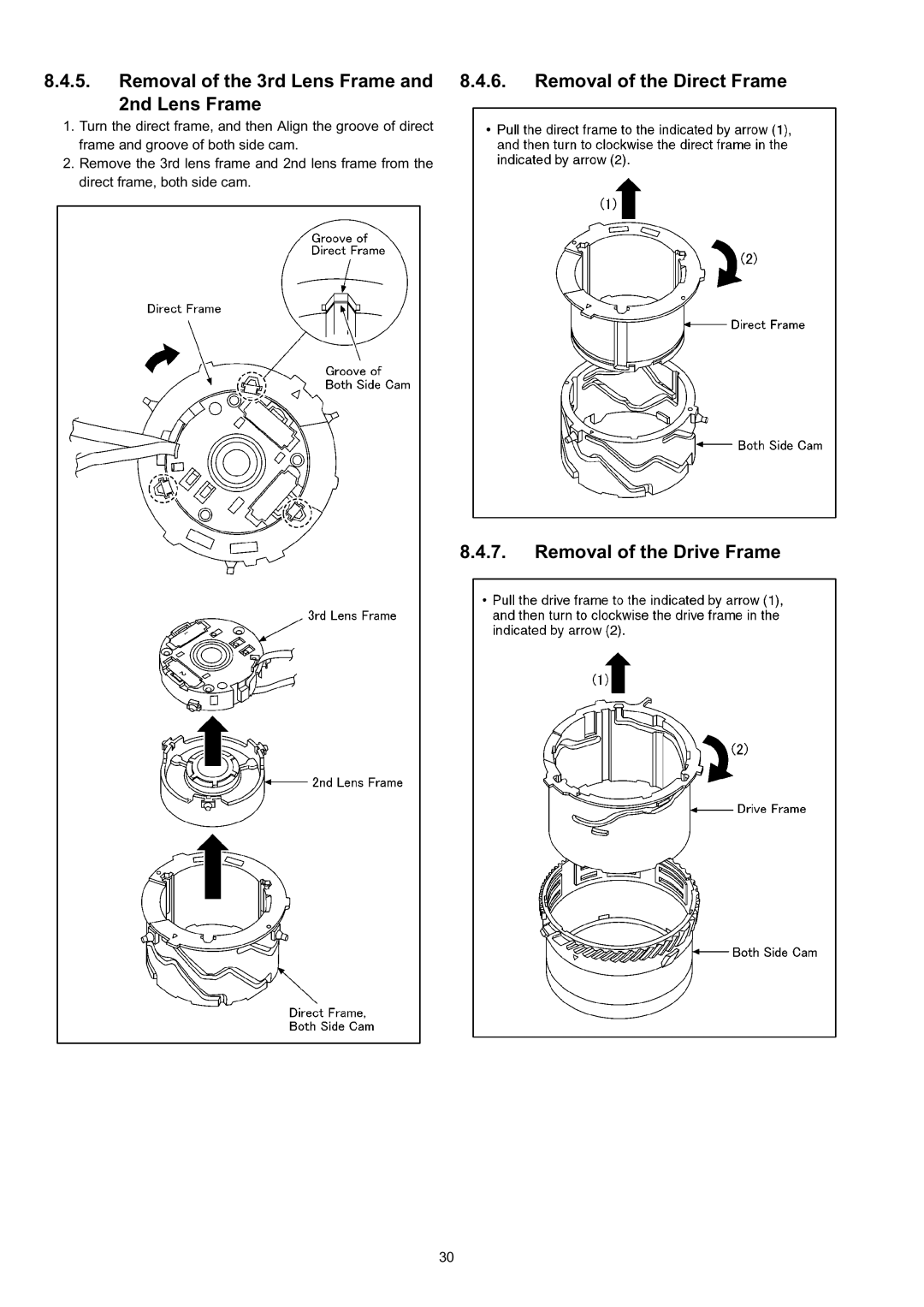 Panasonic DMC-TZ3EE, DMC-TZ3EB, DMC-TZ3PC manual Removal of the Drive Frame 