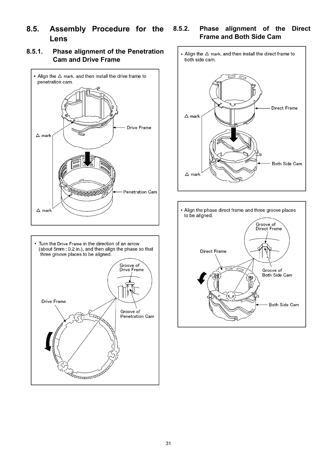 Panasonic DMC-TZ3PC, DMC-TZ3EB, DMC-TZ3EE manual Frame and Both Side Cam 