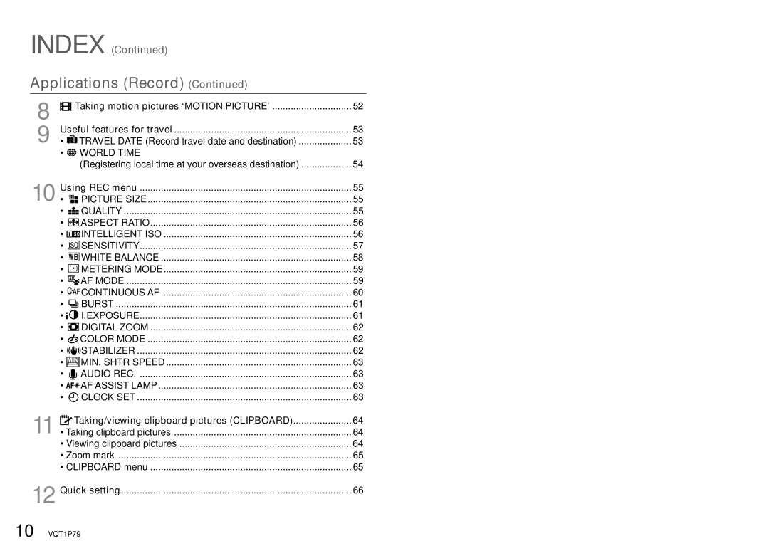 Panasonic DMC-TZ5, DMC-TZ4 Taking motion pictures ‘MOTION PICTURE’, Taking/viewing clipboard pictures Clipboard 