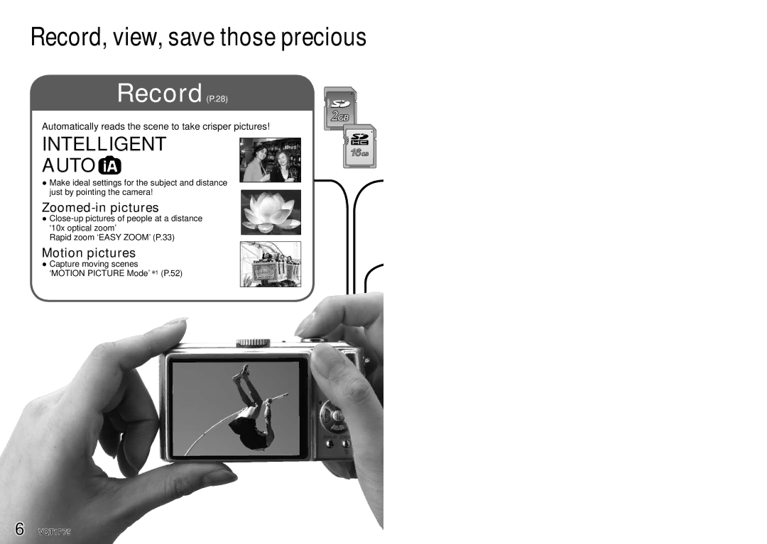 Panasonic DMC-TZ5, DMC-TZ4 operating instructions RecordP.28, Capture moving scenes ‘MOTION Picture Mode’ 1 P.52 