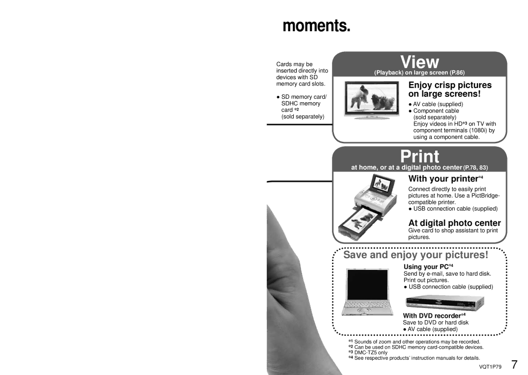 Panasonic DMC-TZ4, DMC-TZ5 Using your PC, With DVD recorder, Give card to shop assistant to print pictures 