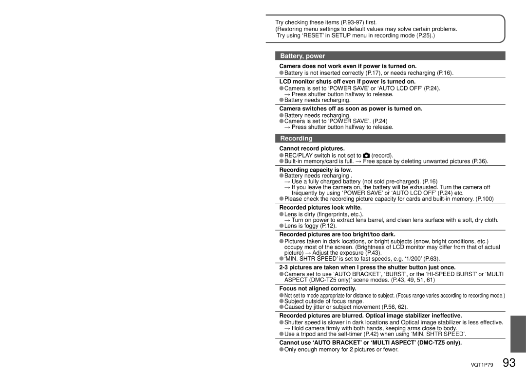 Panasonic DMC-TZ4 Camera does not work even if power is turned on, LCD monitor shuts off even if power is turned on 