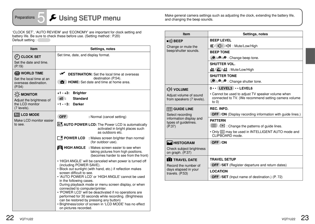 Panasonic DMC-TZ50 operating instructions Preparations 5 Using Setup menu 