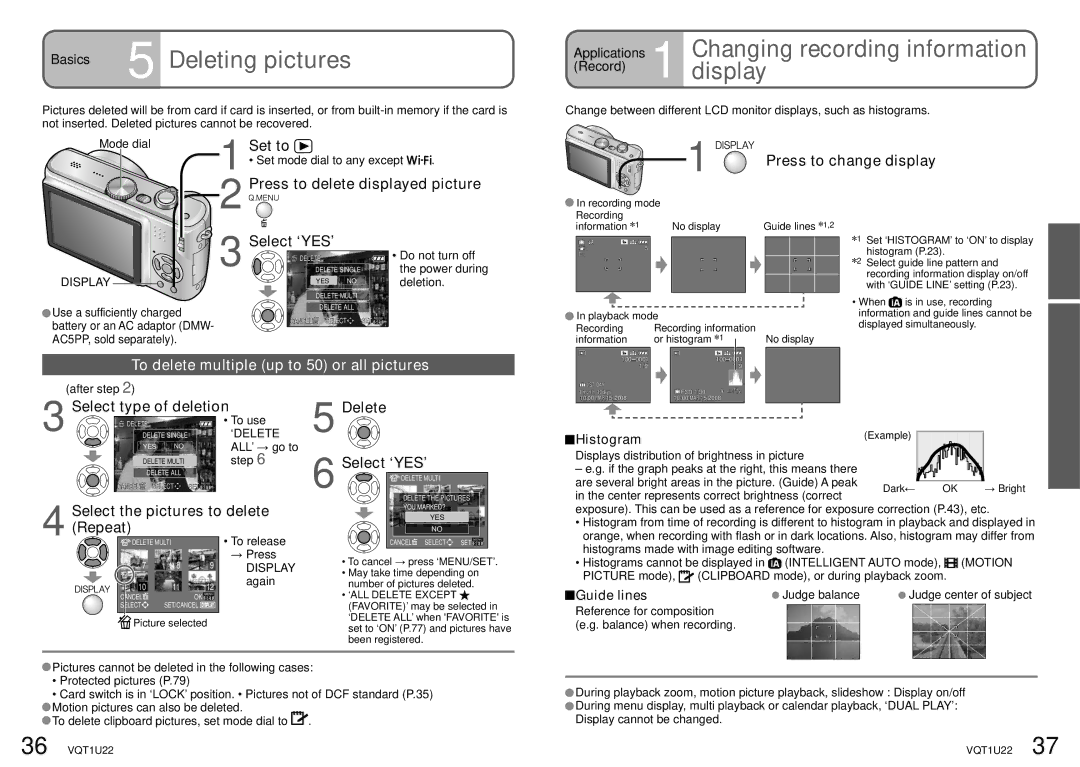 Panasonic DMC-TZ50 operating instructions Applications 1 Changing recording information, Deleting pictures 