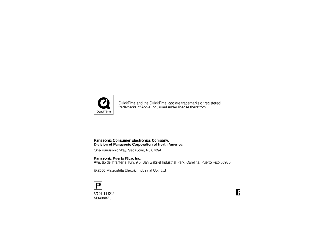 Panasonic DMC-TZ50 operating instructions VQT1U22, One Panasonic Way, Secaucus, NJ, Panasonic Puerto Rico, Inc 