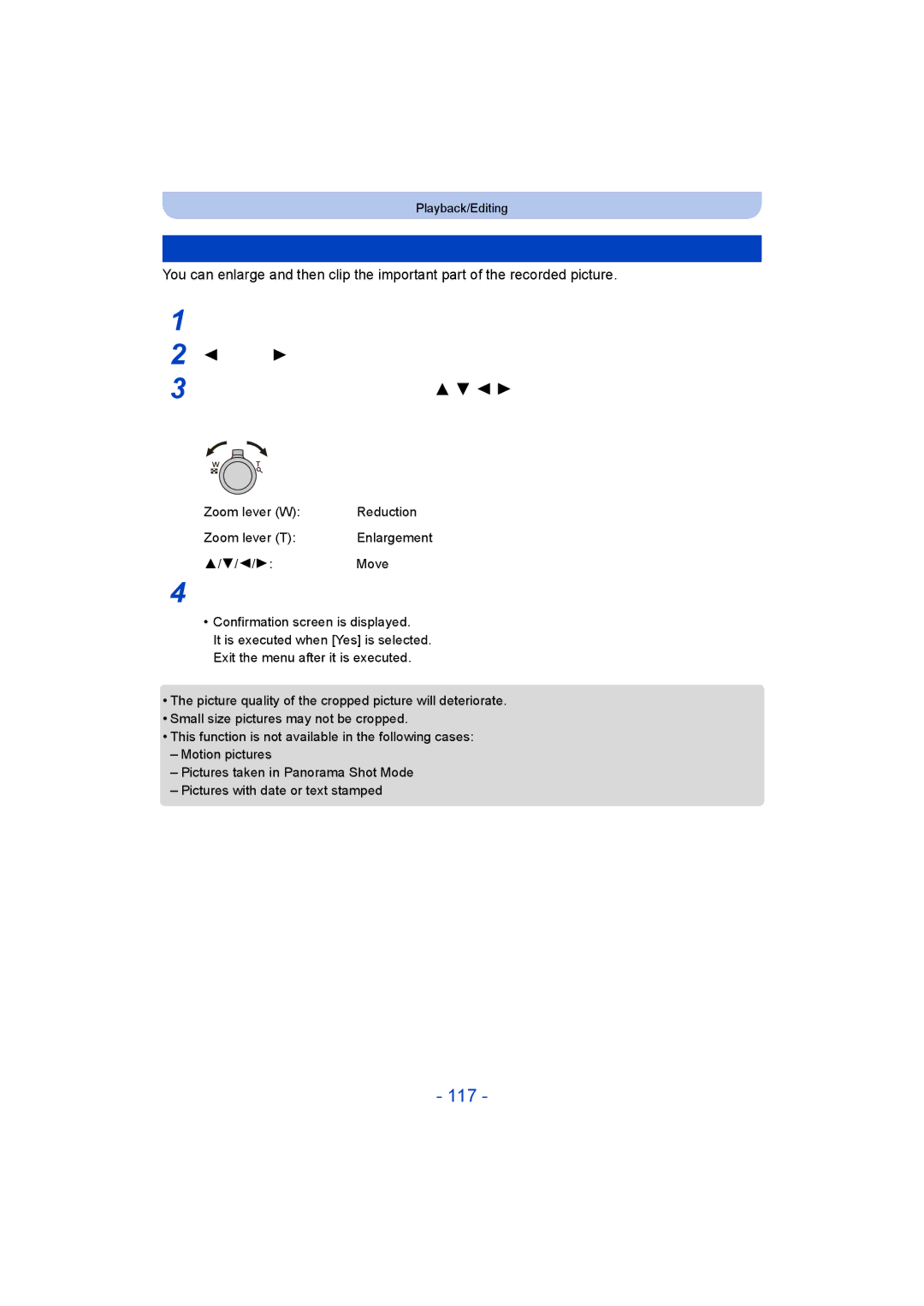 Panasonic DMC-TZ55 operating instructions 117, Cropping 